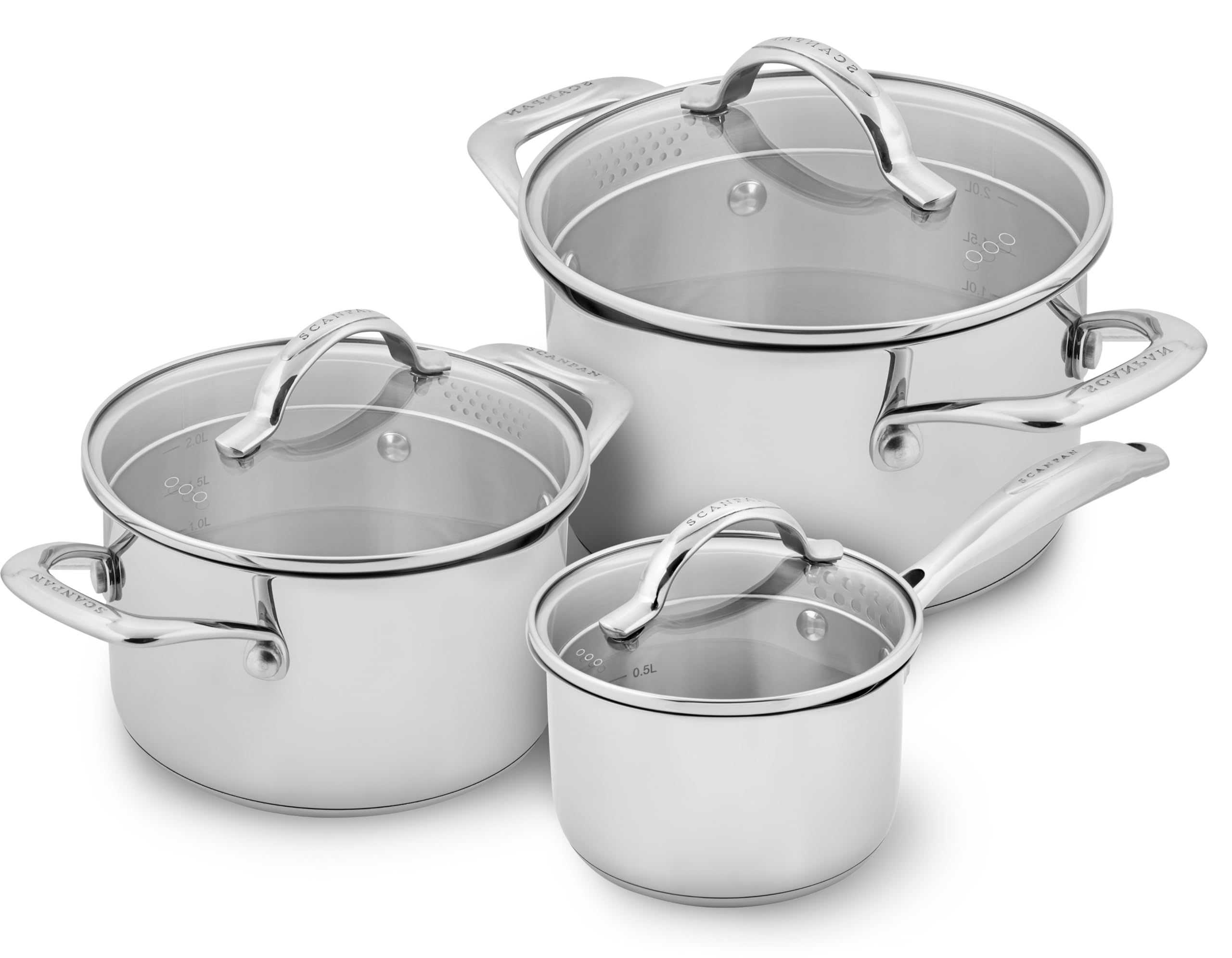 SCANPAN STS 3-tlg. Edelstahl Kochtopf-Set mit Deckeln, praktische Details