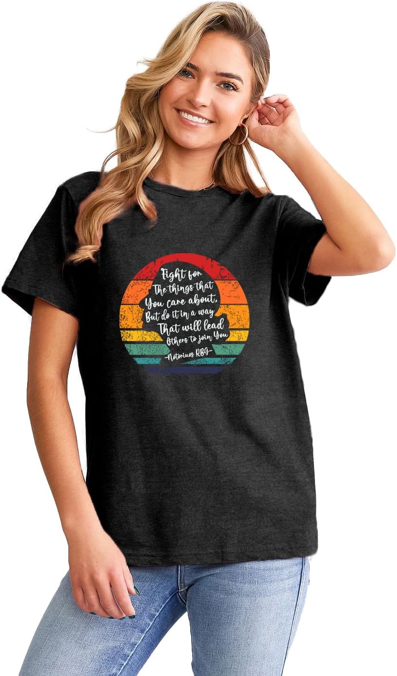 LBP RBG Shirt for Women Ruth Bader Ginsburg Equality T-Shirt RBG Fight for The Things You Care About Tee Tops - Image 2