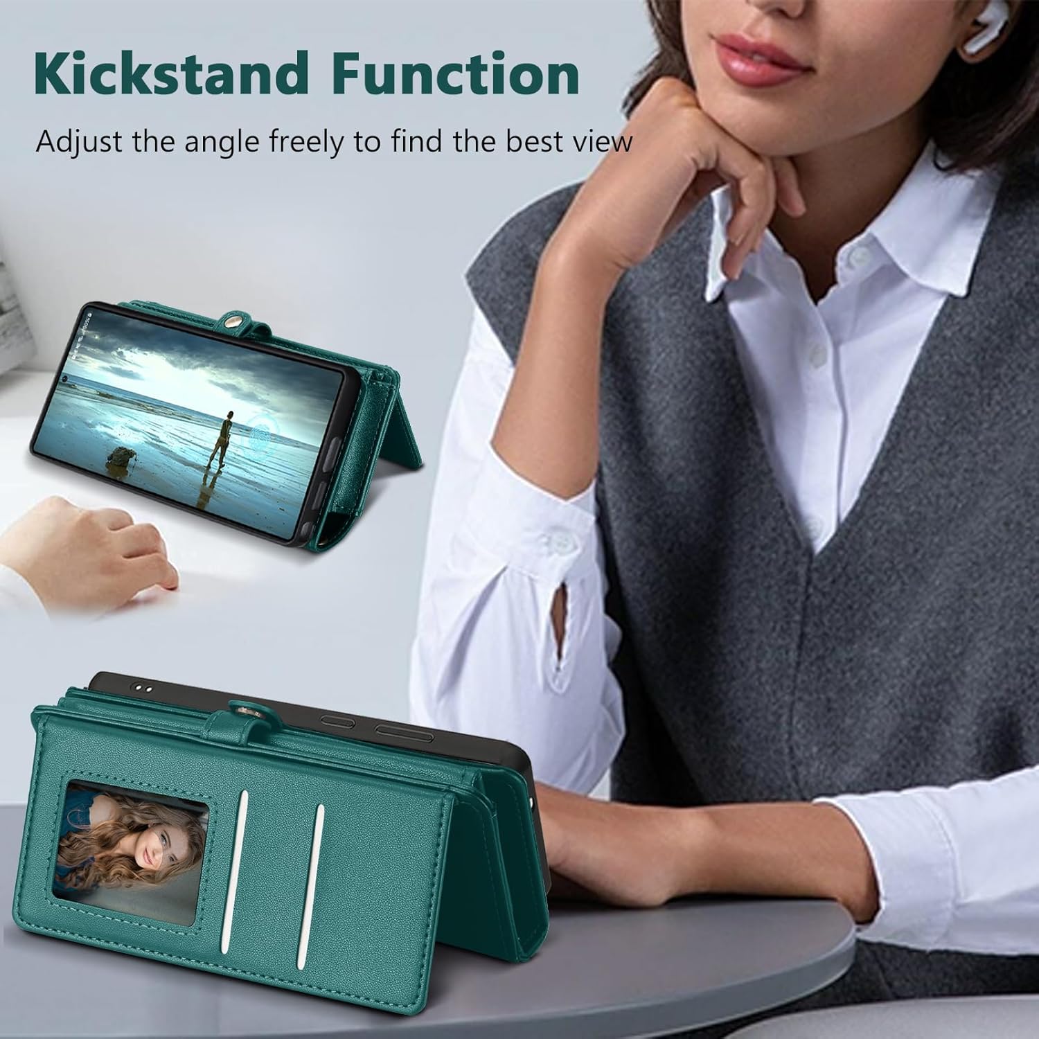 Wallet Case for Samsung Galaxy S26 Ultra with Card Holder/Crossbody Wallet/Strap| RFID Blocking | Magnetic | Kickstand | Detachable | PU Leather Phone Case for Galaxy S26 Ultra,6.9 in,Green