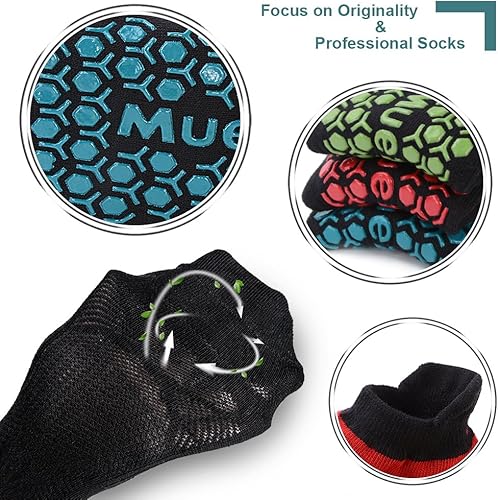 Miniatura 6 de Muezna Calcetines de yoga antideslizantes para hombre, para pilates, barras, Bikram Fitness Hospital con puños