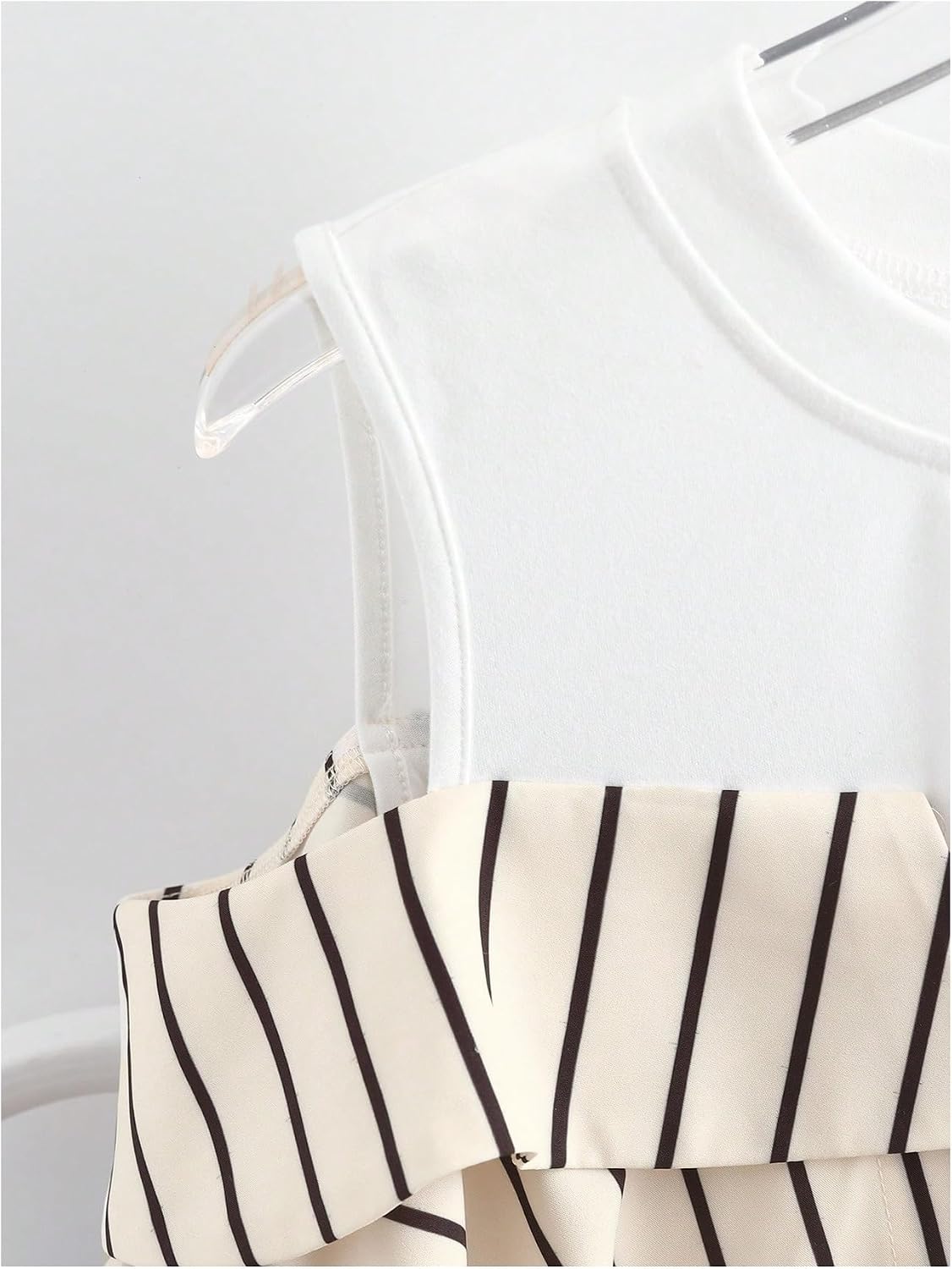 Verdusa Women's Striped Cold Shoulder Tops 2 in 1 Half Sleeve Dressy Blouses Elegant Outfits