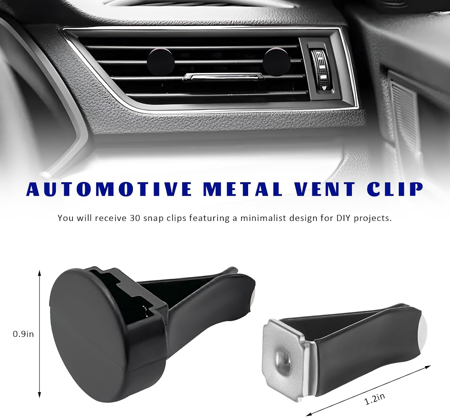 30 PCS Car Metal Air Vent Clips, Square Head Auto Air Conditioning Outlet Clip with Plastic Slot, Vent Clips Replacement Interior Decor for Most Vehicles, Car Accessories image 2