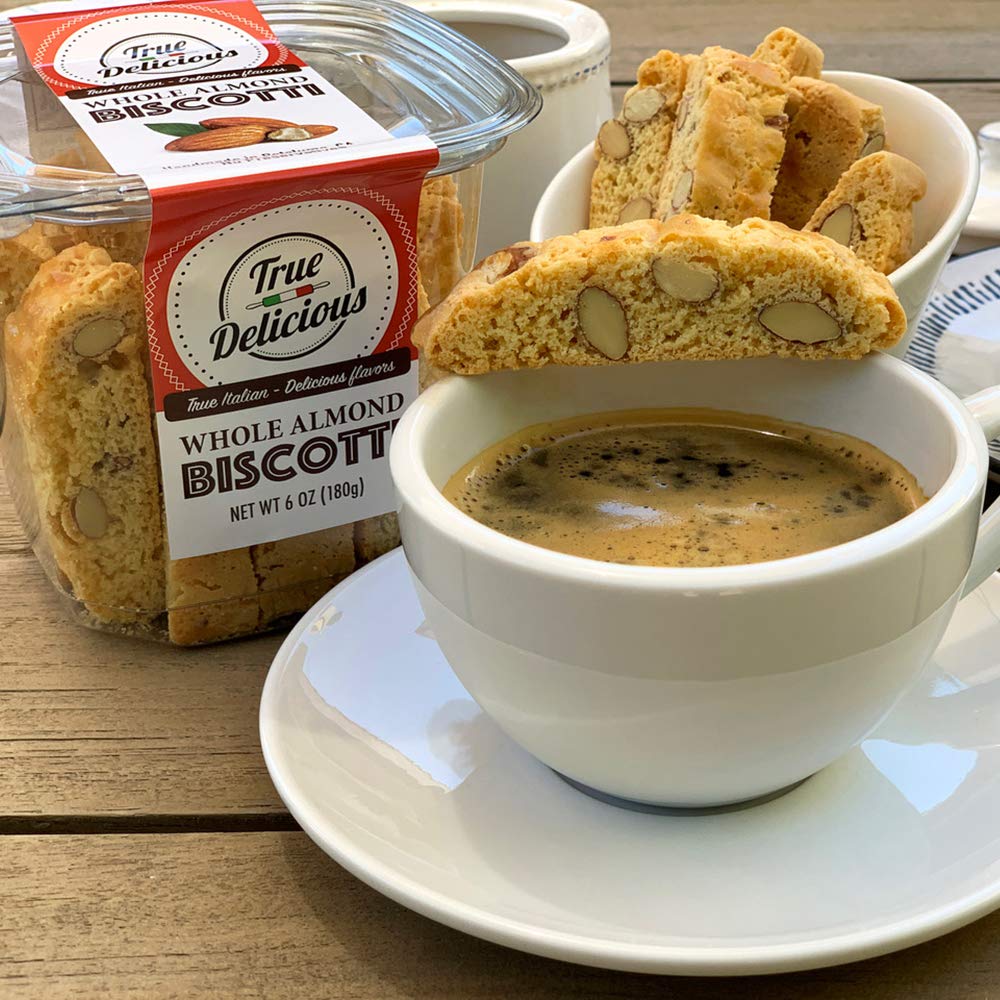 True Delicious WHOLE ALMOND BISCOTTI, Fine Italian cookies, baked twice (4 boxes of 6oz each) …