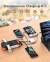 Vista 2 de BLAVOR Cargador solar de 20000 mAh integrado 4 cables, batería externa de carga rápida de 20 W con USB C, luz de campamento, linterna, batería