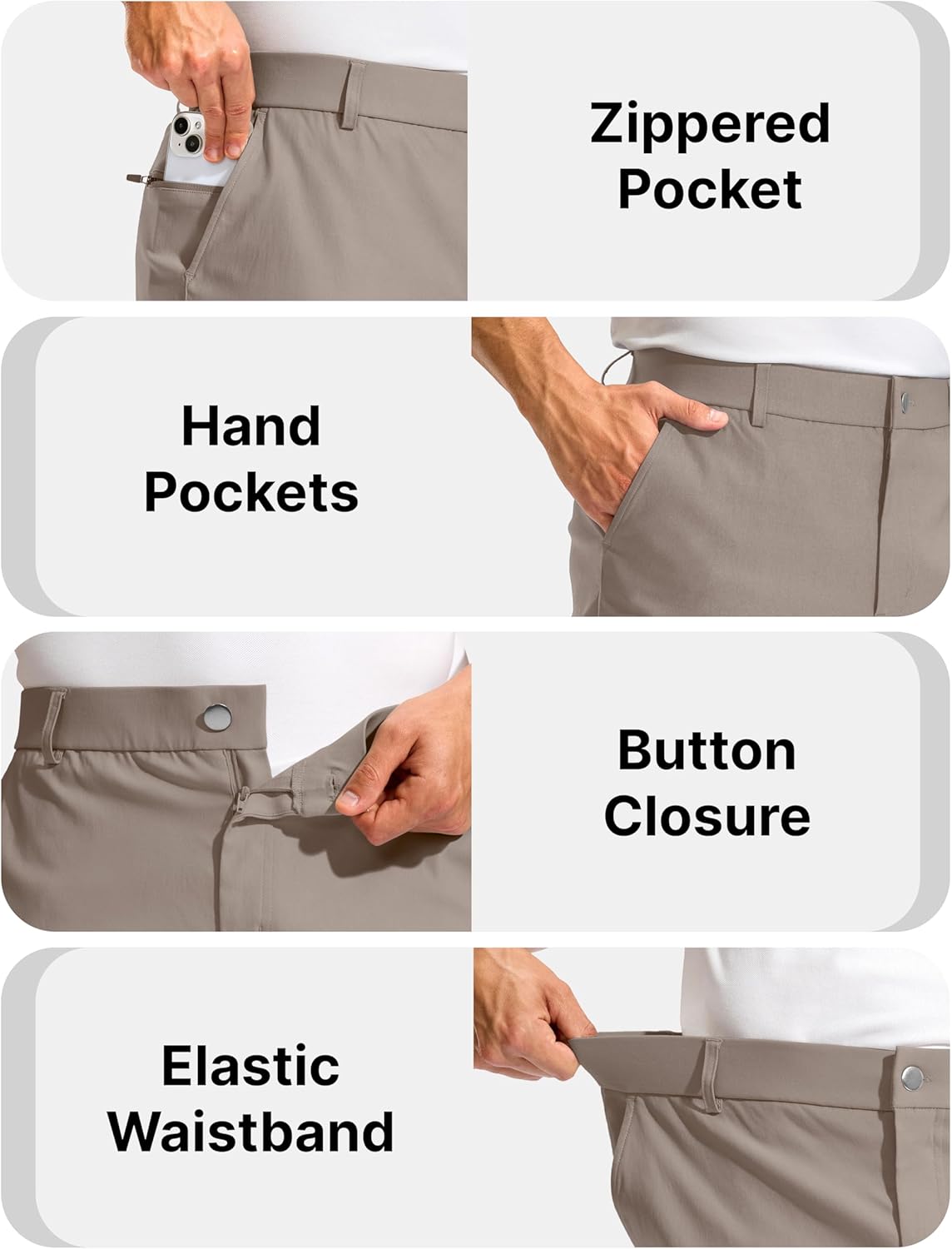 Pudolla Men's Golf Dress Shorts 7"/9" Stretch Casual Work Hybrid Shorts for Men with 3 Pockets Quick Dry Breathable