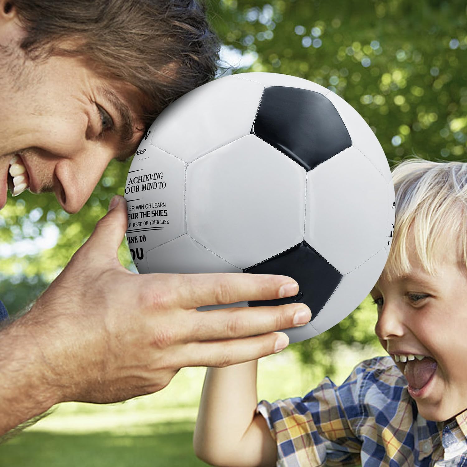 KWOOD Custom Classic Soccer Ball,Engraved Soccer Ball with Premium Pump for Training Recreation Practice,Available for Indoor Outdoor Toddlers Kids Teens Adults