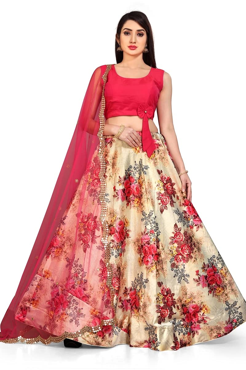 AMIT FASHIONS Full Stitched Designer Lehenga Choli Febirc Gota Zari for Women GZ-19 Cream
