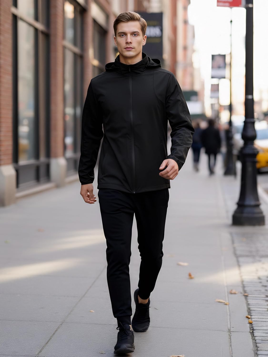 Simbora Jackets for Men,Lightweight Water Resistant Windbreaker,Zip Rain Jacket Hidden Hood Breathable Running Softshell - Image 2