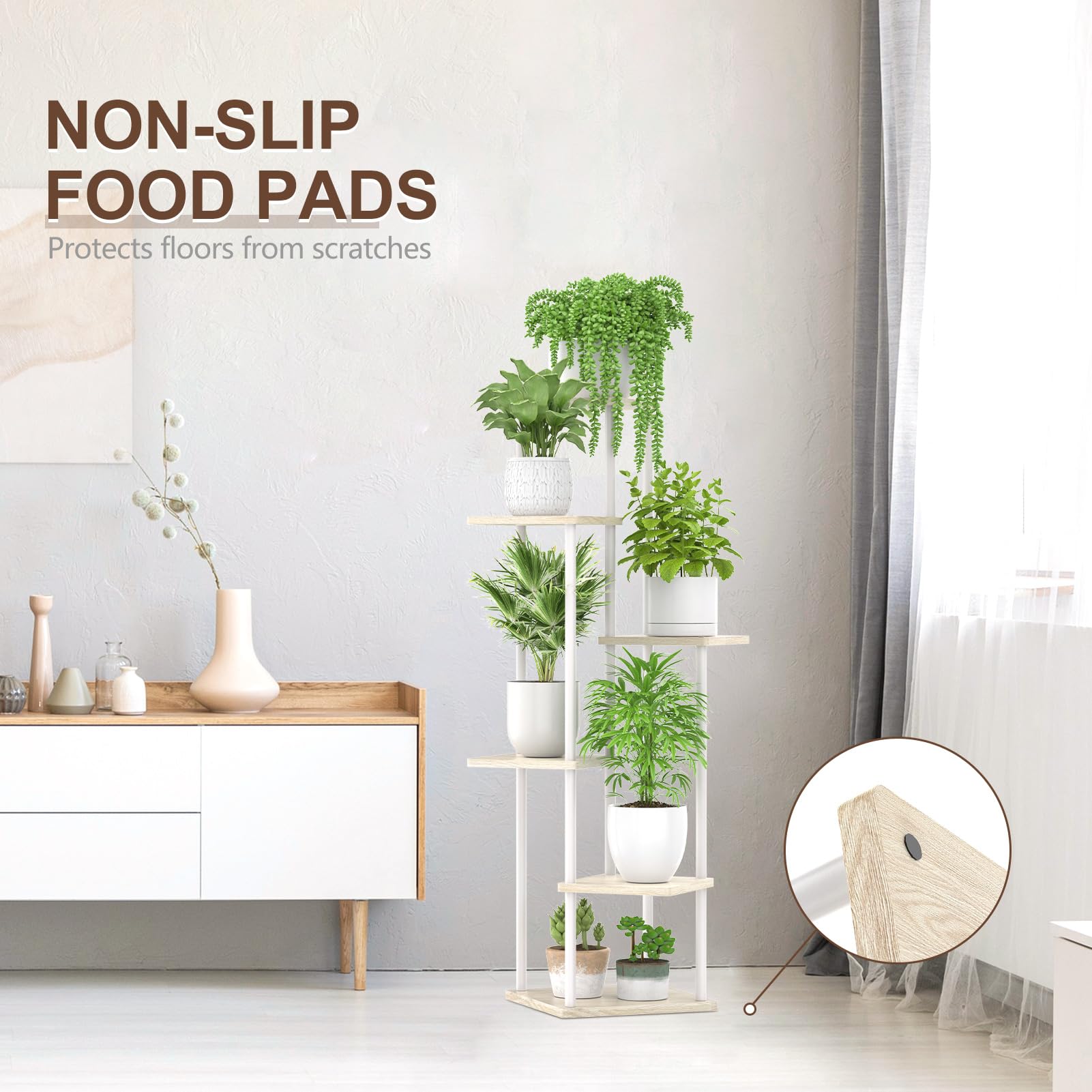 KAZITOO 6 Tier Tall Plant Stands Corner Indoor, 116cm Large