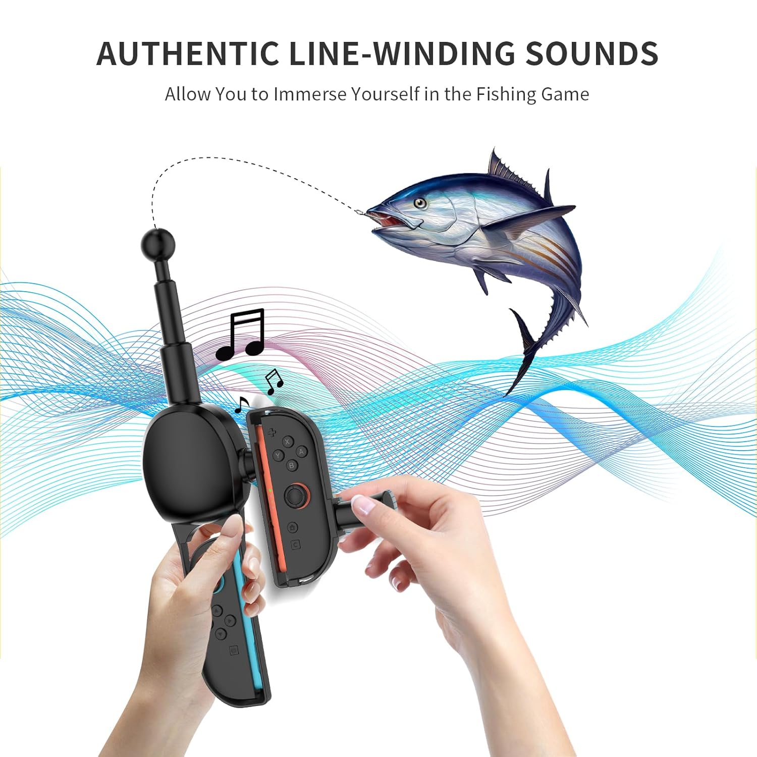 JDDWIN Fishing Rod Controller Compatible with Nintendo Switch 2 Joy-Con, Realistic Fishing Games Handle Grip Accessories Kit for Bass Pro Shops & Fishing Simulators - Image 3