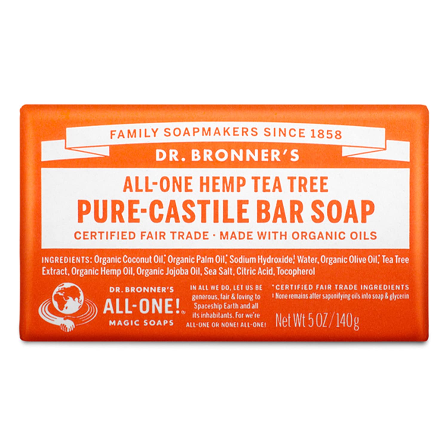 Dr. Bronner’s – Pure-Castile Bar Soap (Tea Tree,...