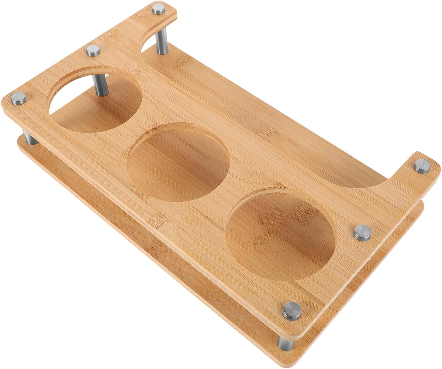 Wooden Spice Rack Organizer for Salt Sugar Oil Vinegar Bottles, 3-compartment 8x8x8cm Seasoning Holder Space Saving Storage Rack for Kitchen Counter Home Use