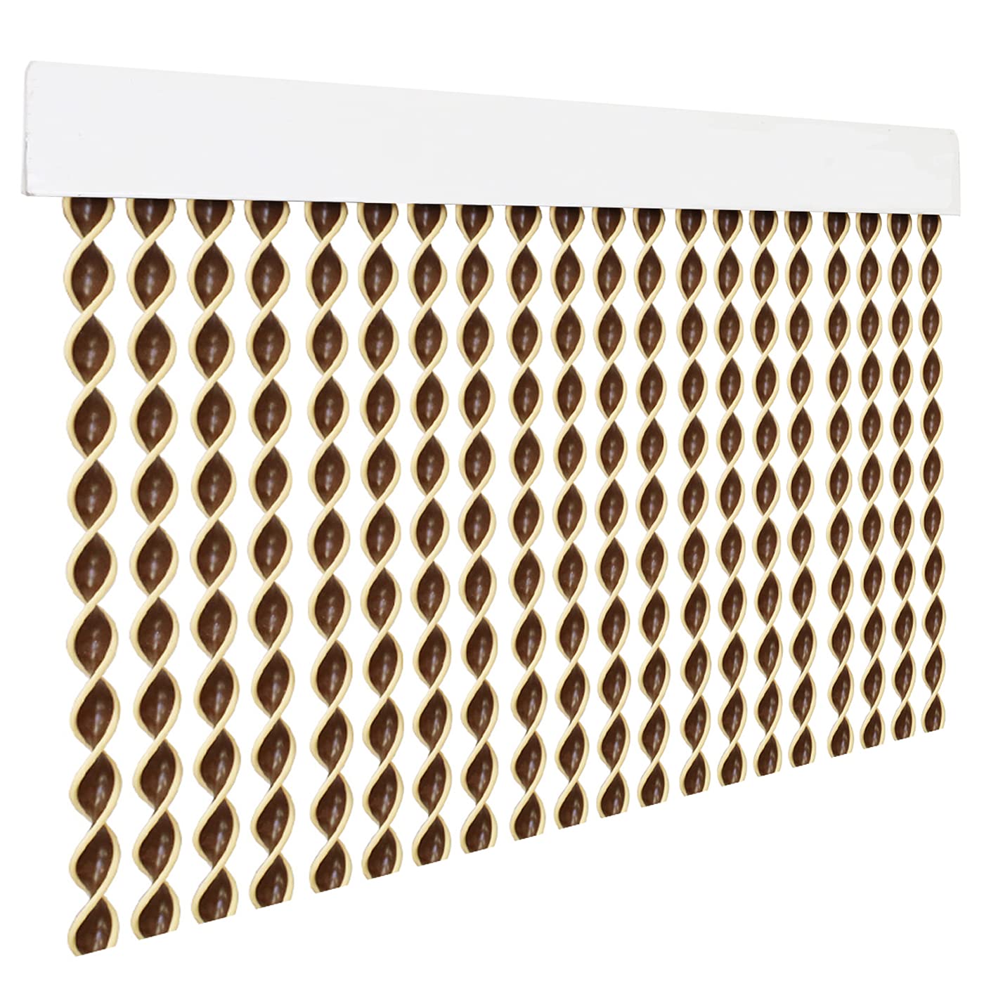 HOME MERCURY – Cortina Espiral para Puerta Exterior o Interior, Material PVC – Libre de Insectos (200x90CM, Marron+Filo Beig R2)