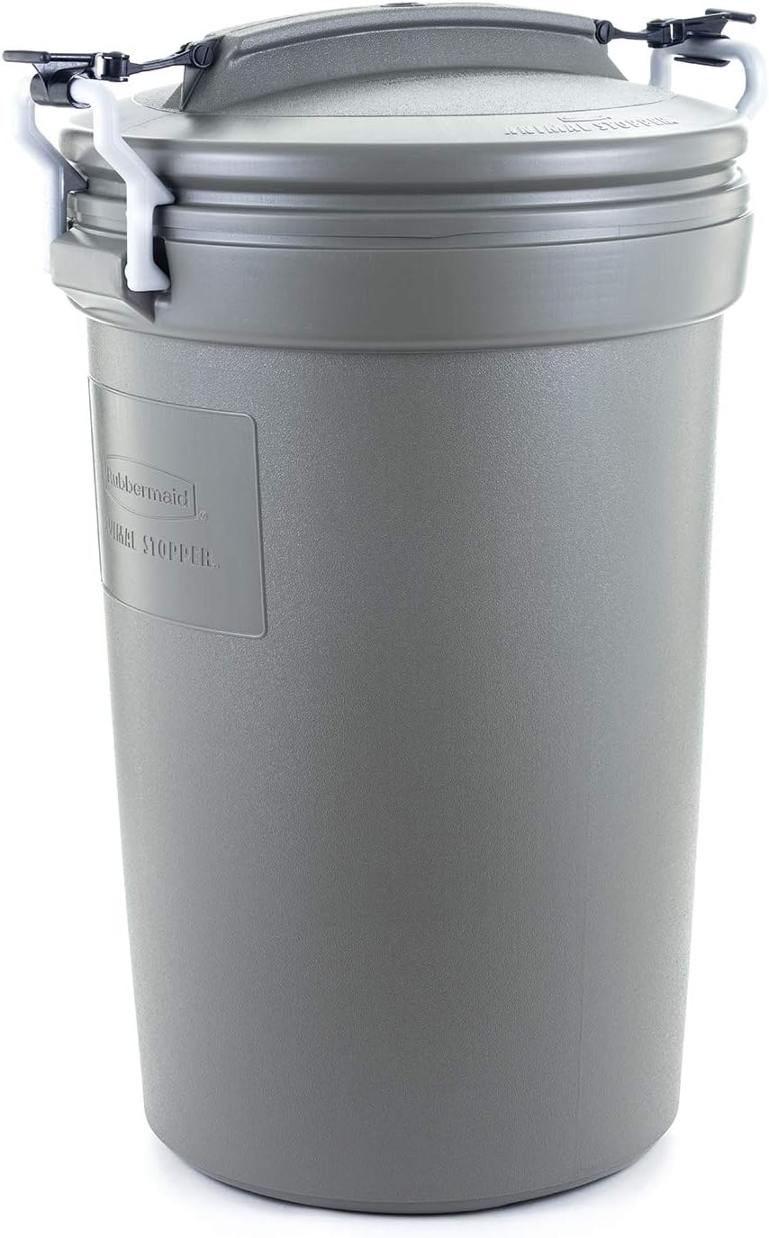 Rubbermaid RM5F8201 Animal Stopper Trash Can, 32 Gallon, Olive Amazon