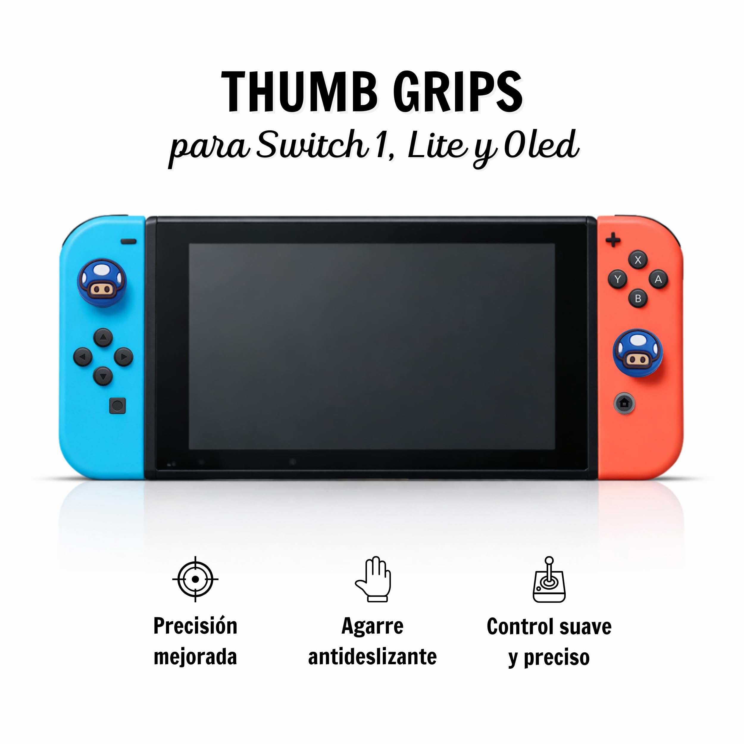 MME Thumb Grips compatibles con Nintendo Switch 1, Tapas de Joystick para Nintendo Switch, Silicona Suave y Duradera, Accesorios Compatibles con Switch 1 Lite OLED (Mario)
