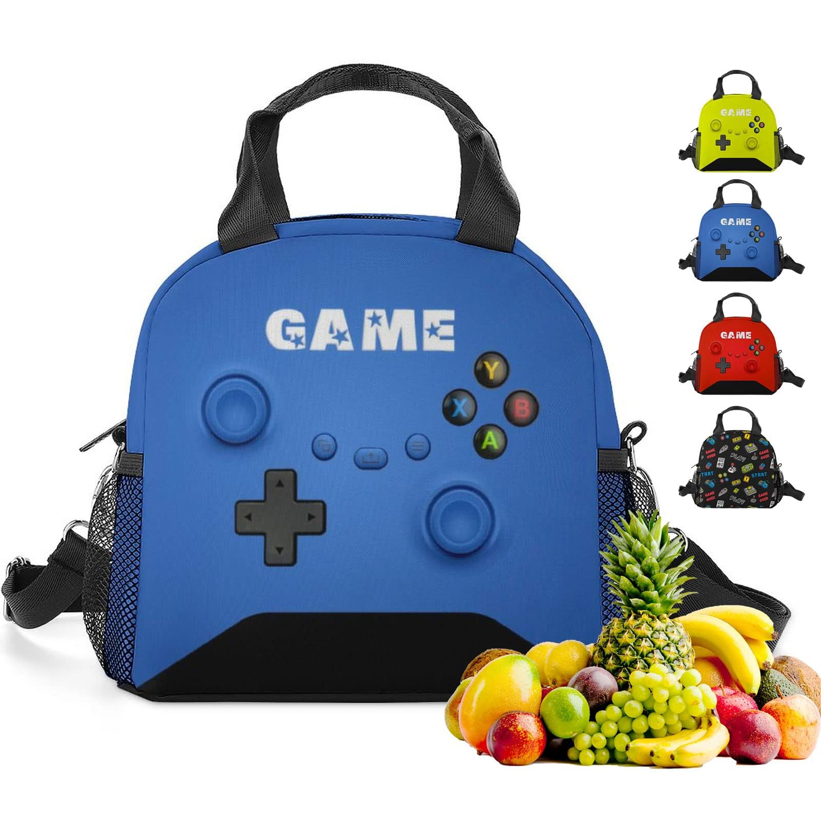 Bolsa de almuerzo para niños y niñas, jugadores, almuerzo aislado para videojuegos para la escuela, entrenamiento, viaje, caja reutilizable, caja térmica de comida