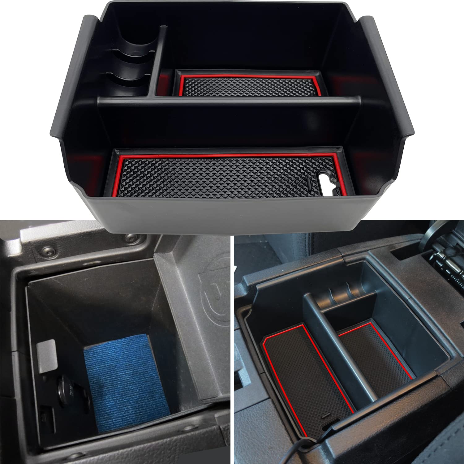 EVTIMECompatible with Jeep Wrangler JK and JKU Accessories 2011-2018 Center Console Organizer Tray (Red)