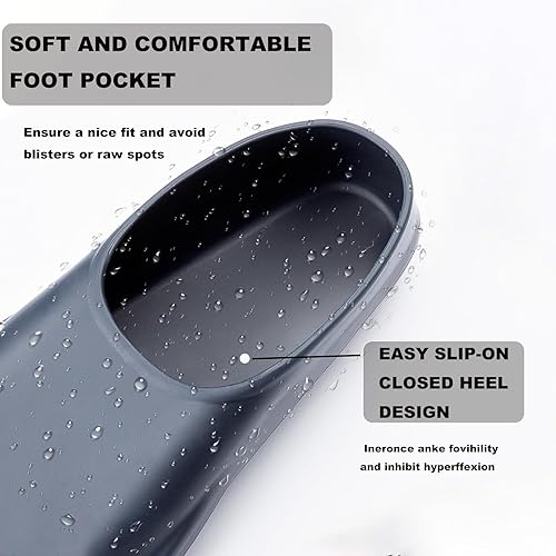 Miniatura 4 de Aletas de natación para adultos, aletas de entrenamiento de natación para regazo de piscina, cómodas, de silicona, bolsillo completo, tamaño de