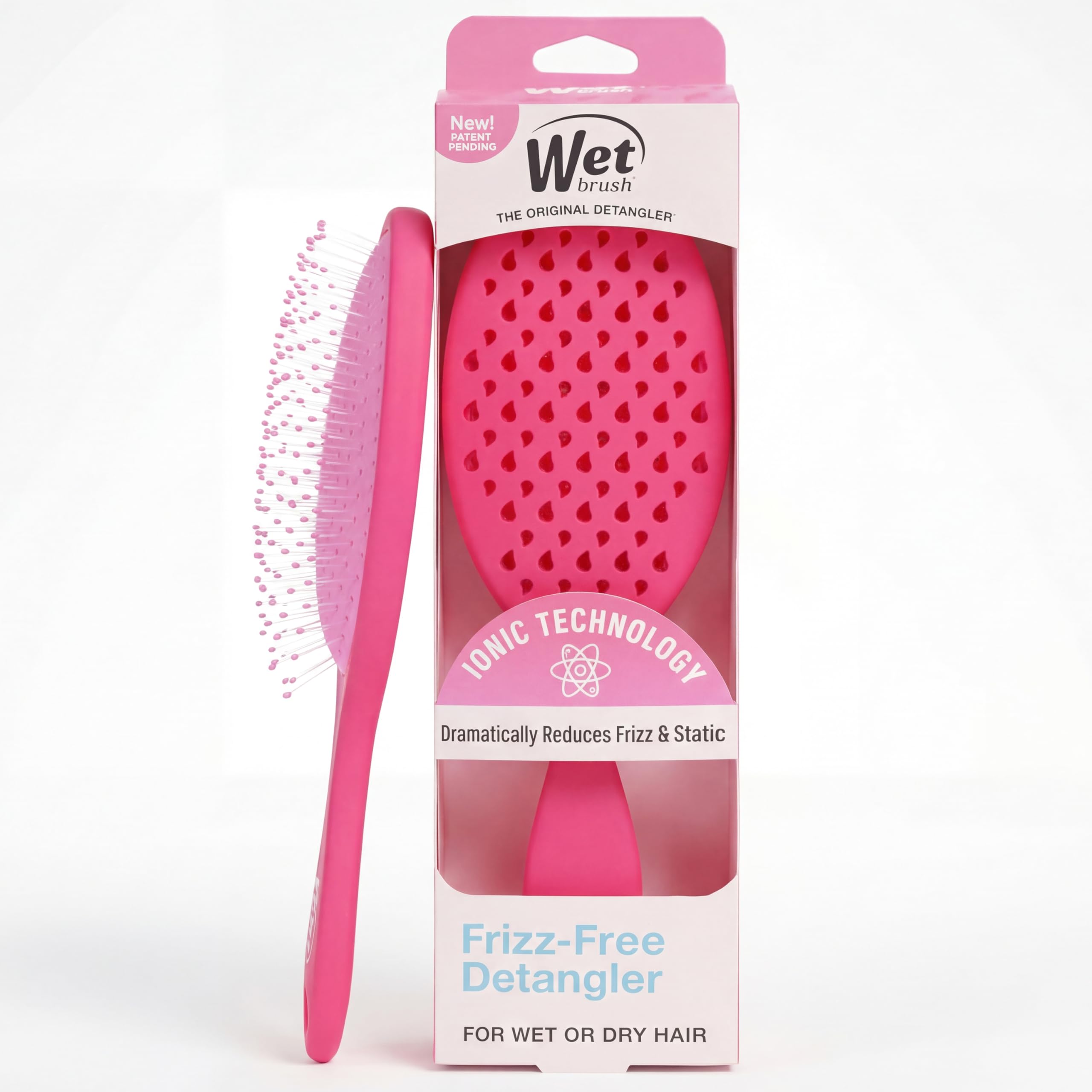 Wet Brush Frizz Free Detangler reduziert Kräuseln, statische und fliegende Haare mit Ionen-Technologie, glatte Oberfläche, Stylingbürste verleiht Glanz, ergonomisches Design, funktioniert auf allen