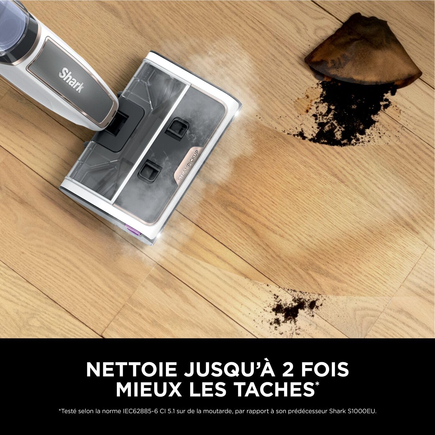 Shark SteamPickUp 3-en-1 Balai vapeur nettoyeur pour sols SD200EU | non chimique, sépare débris humides et secs, 420 ml, rouleau brosse supplémentaire, socle de rangement, support pour rouleau