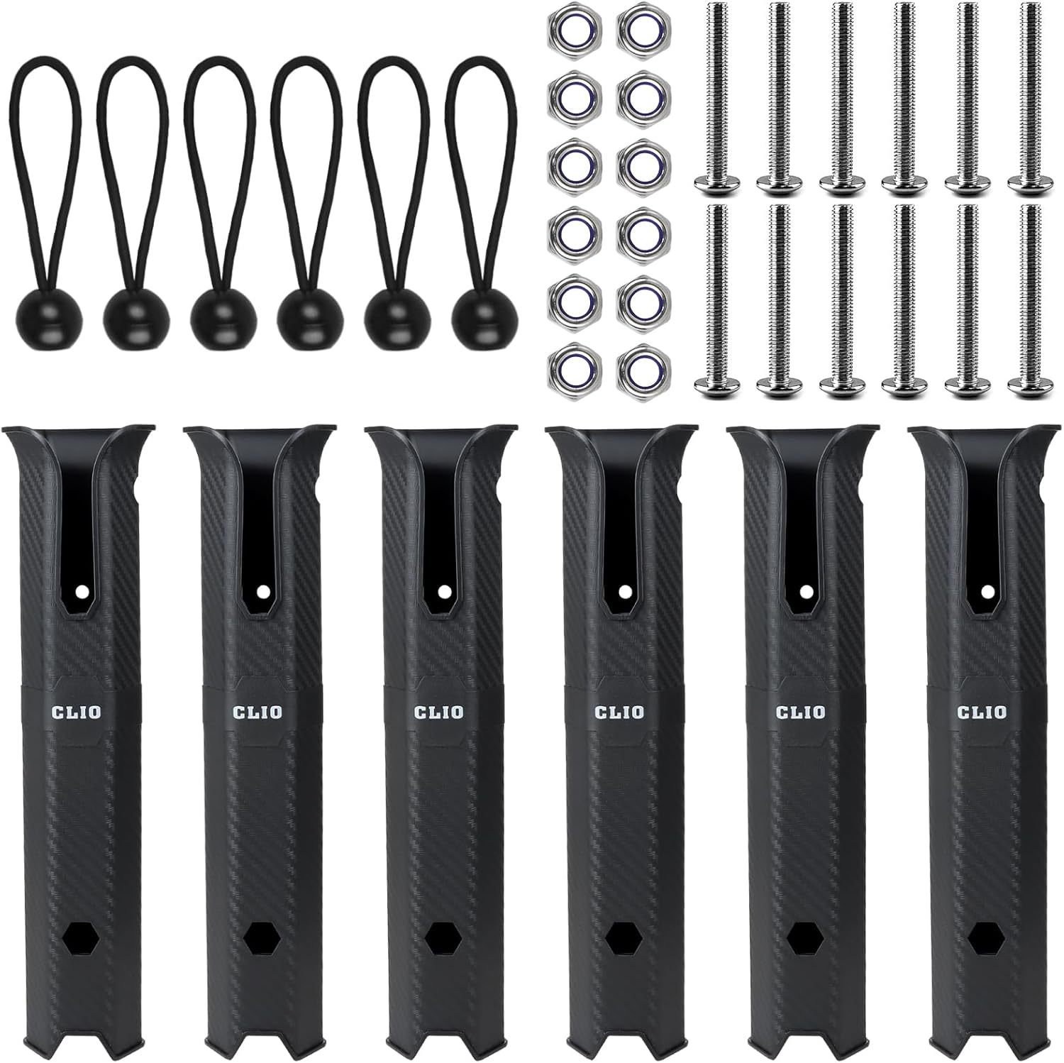 CLIO Plastic Fishing Rod Holders Racks for Boat, Tube Fishing Rod Pole Side-Mount with Screws (6 Pack) CLIO Plastic Fishing Rod Holders Racks for Boat, Tube Fishing Rod Pole Side-Mount with Screws (6 Pack)