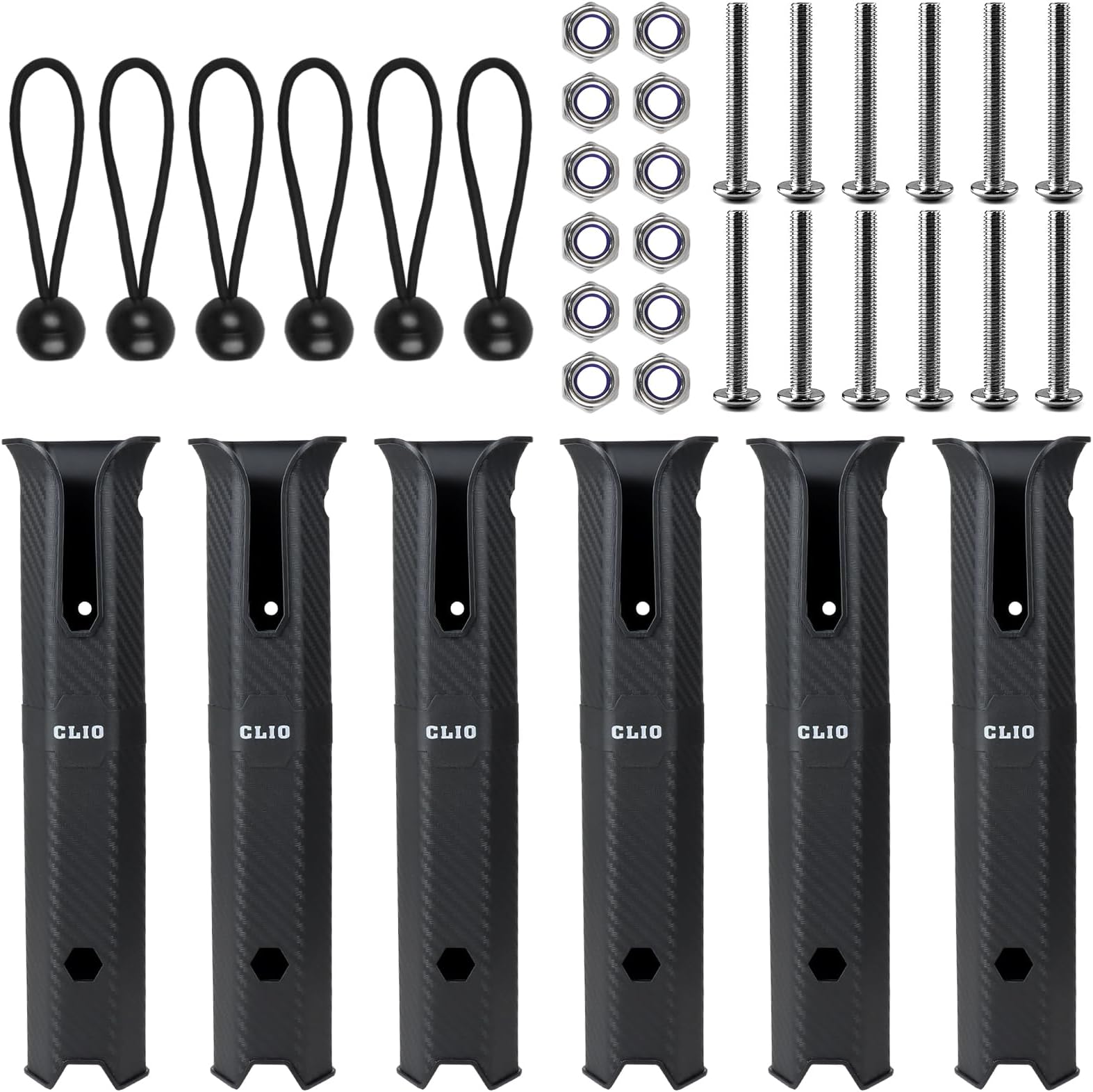 CLIO Plastic Fishing Rod Holders Racks for Boat, Tube Fishing Rod Pole Side-Mount with Screws (6 Pack)