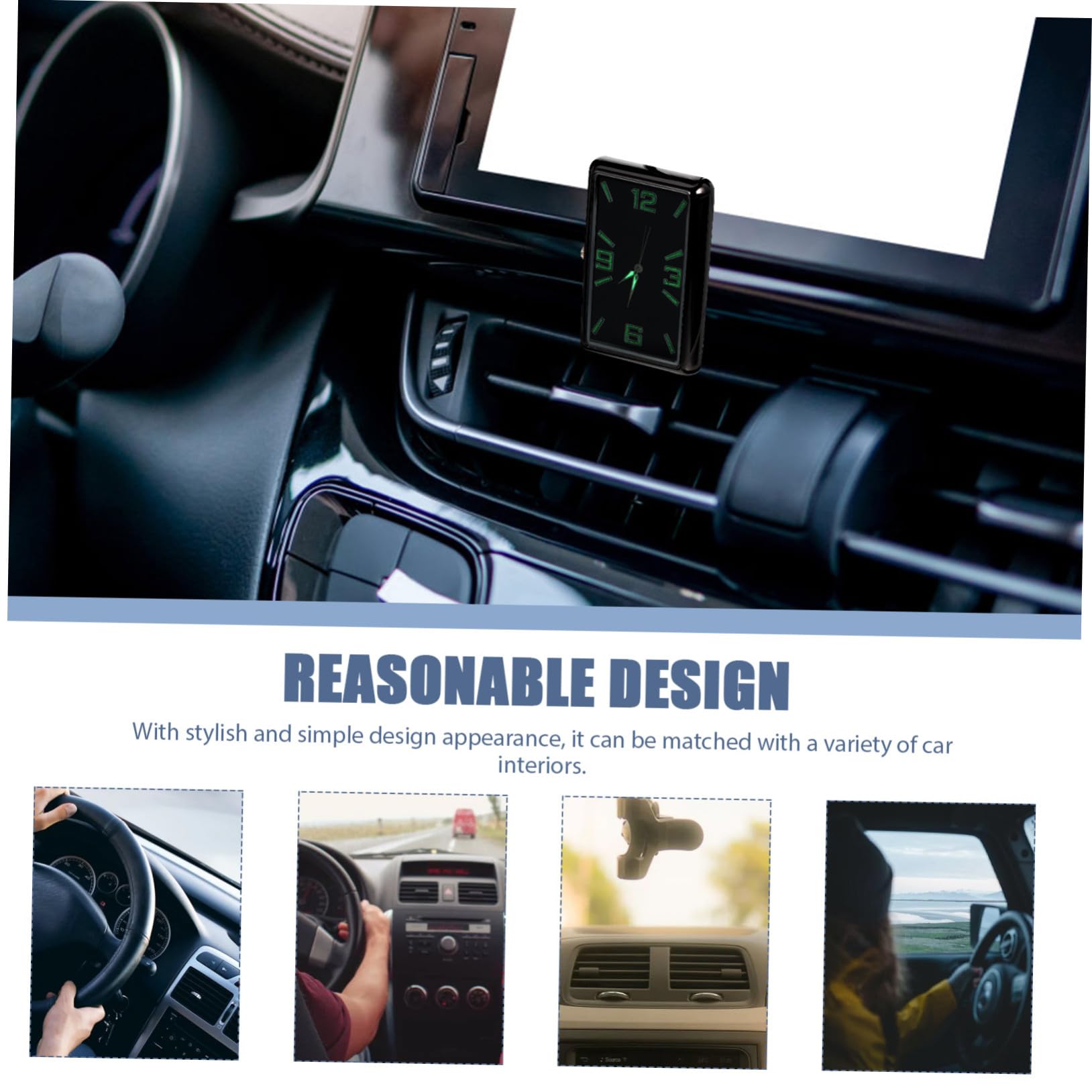 Reloj Analógico de Coche Cuadrado, Adorno para Tablero Negro