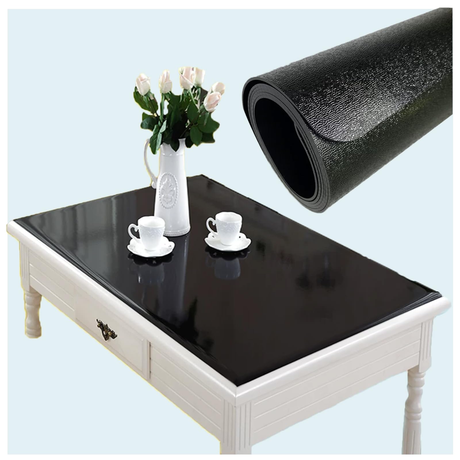 Protector de mesa opaco negro de 1,5 mm, 106,7 x 142,2 cm, impermeable, resistente a los arañazos, acrílico fácil de limpiar para proteger