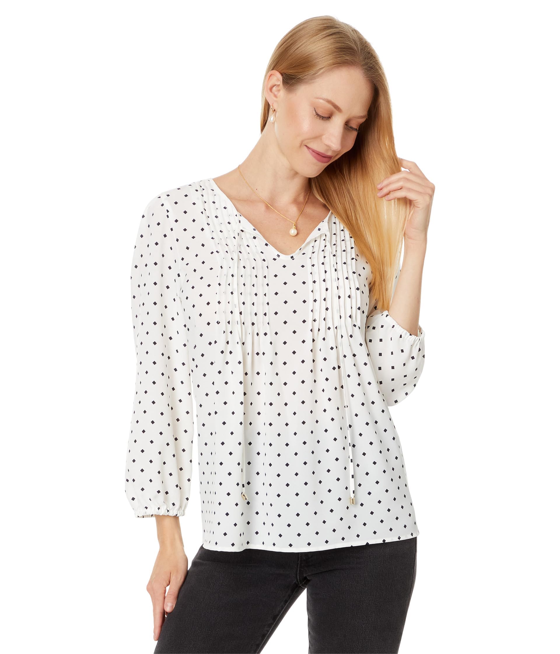 Tommy Hilfiger Damen Floral Pintuck Blouse Bluse mit Blumenmuster und Biesen