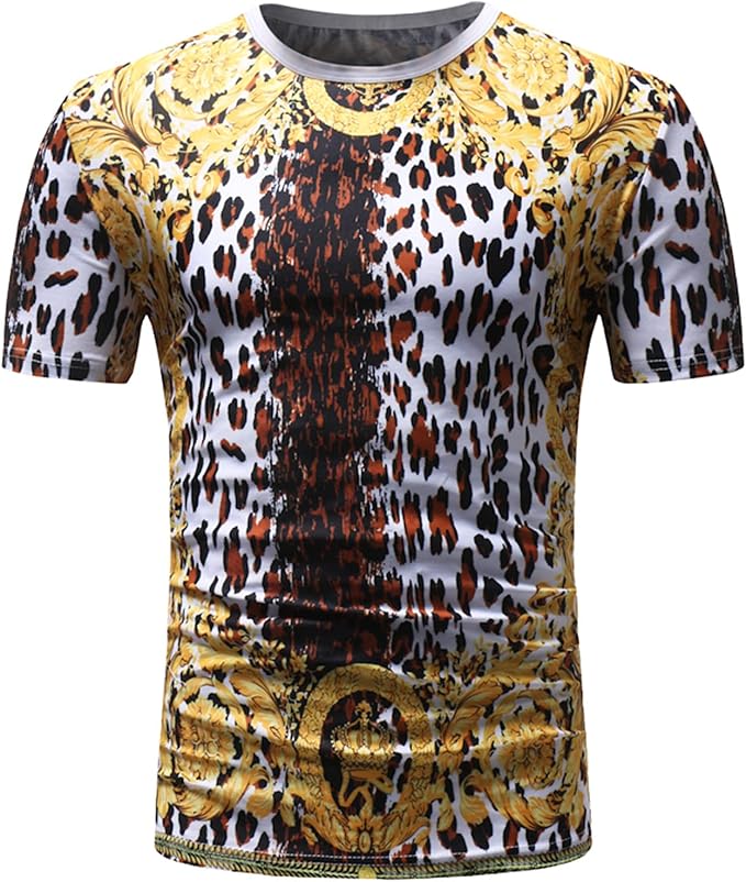 Camiseta Hombre 2025 Pecho Peludo - Estampado 3D Con Rhinestone - Manga Corta Cuello Redondo