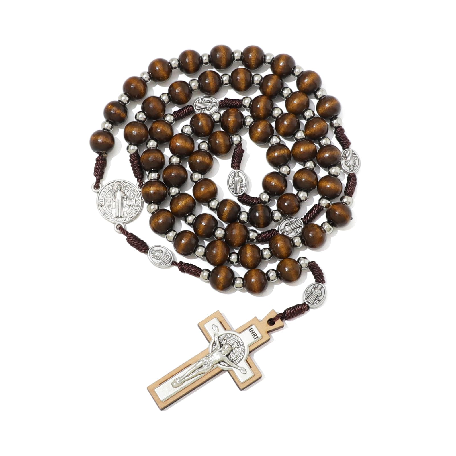 Snapklik.com : KOMI Handmade Rosary Set Catholic Wooden Bead Rosary For Men
