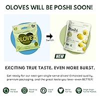Vista 45 de Poshi Olives + Veggies Variedad de aceitunas enteras sin hueso de 4 sabores Poshi 4 sabores Vegano, Kosher, sin gluten + Snacks saludables