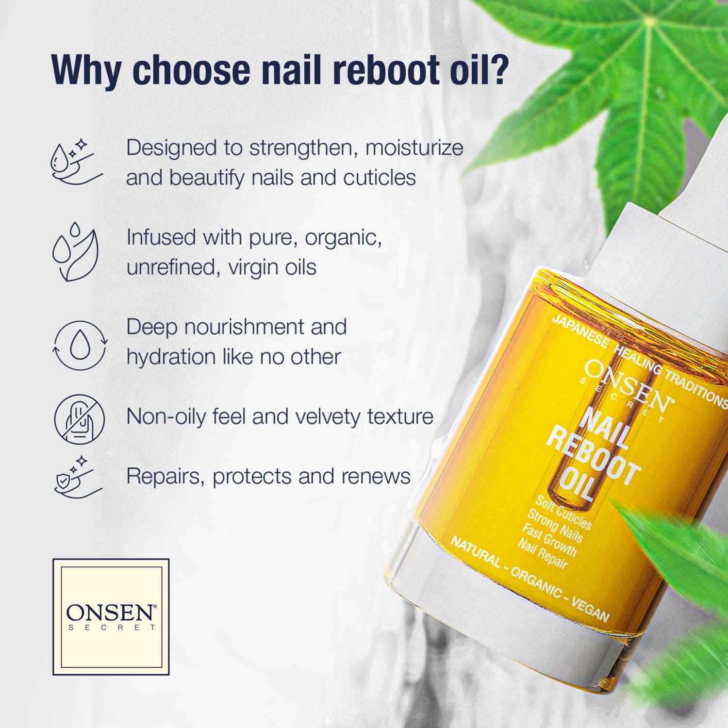 Onsen Secret Nail Reboot Duo, Treatment for Damaged Nails, Natural Nail Care & Cuticle Repair - Image 2