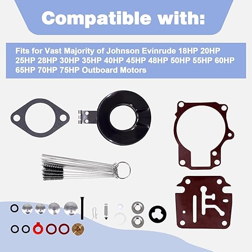 Miniatura 2 de 396701 392061 398729 Kit de reparación de carburador con flotador para Johnson Evinrude 18 20 25 28 30 35 40 45 48 50 55 60 65 70 75 HP Reemplazo