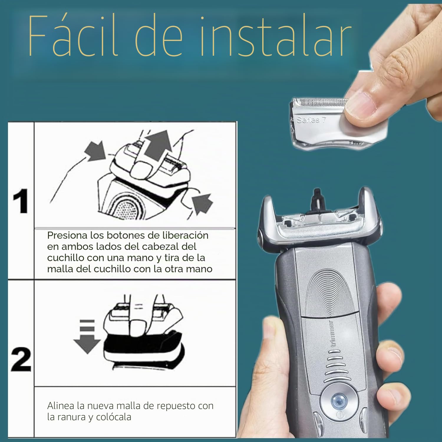 Series 7 70S - Cabezal de repuesto para maquinilla de afeitar eléctrica, compatible con maquinillas de afeitar Series 7 720cc, 730cc, 735s, 750cc, 760cc, 790cc y 795cc