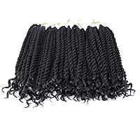 Vista 4 de Trenzas de ganchillo senegalés de 12 pulgadas para mujeres negras, paquete de 6 unidades de cabello de ganchillo con extremos rizados 1B#