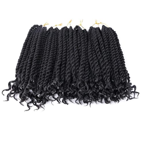Miniatura 4 de Trenzas de ganchillo senegalés de 12 pulgadas para mujeres negras, paquete de 6 unidades de cabello de ganchillo con extremos rizados 1B#