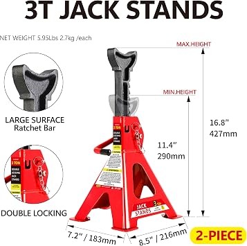 Red-1 2 Ton Low Profile Steel Racing Floor Jack - 3.3-15.2 Lift Range, Quick Lift Pump