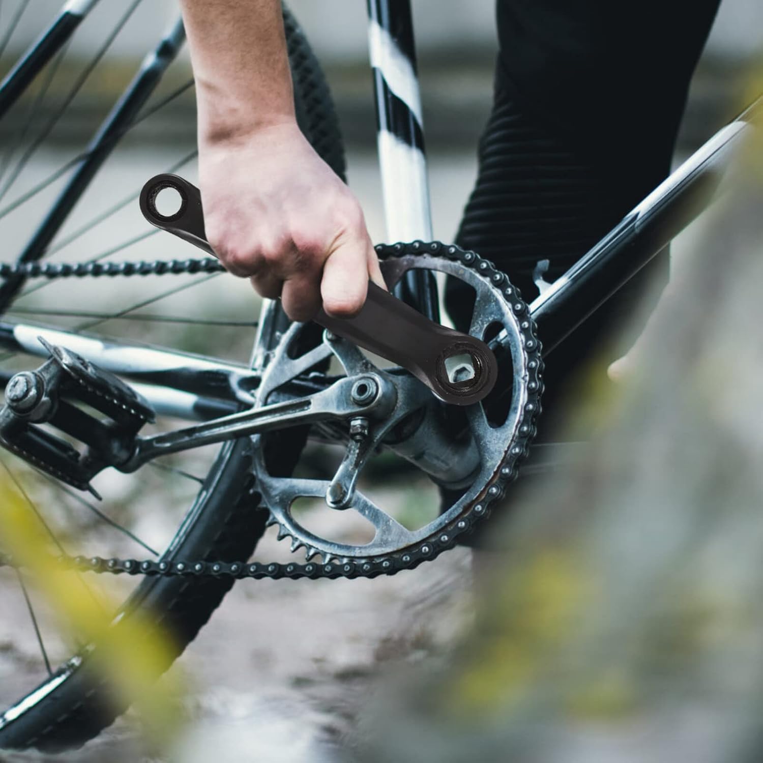 WINOMO Bike Crank Arm Left 8.3 Inch Allow Low Profile Left Crank Arm Left Horizontal Square (Black, Random Style)