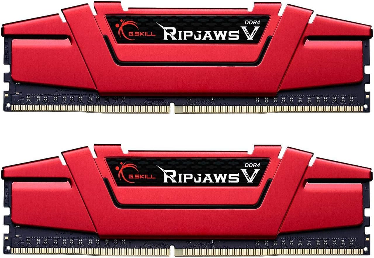 G.SKILL RipjawsV Series DDR4 RAM 16GB (2x8GB) 2400MT/s CL17-17-17-39 1.20V Intel AMD Desktop Computer Memory U-DIMM - Red (F4-2400C17D-16GVR)