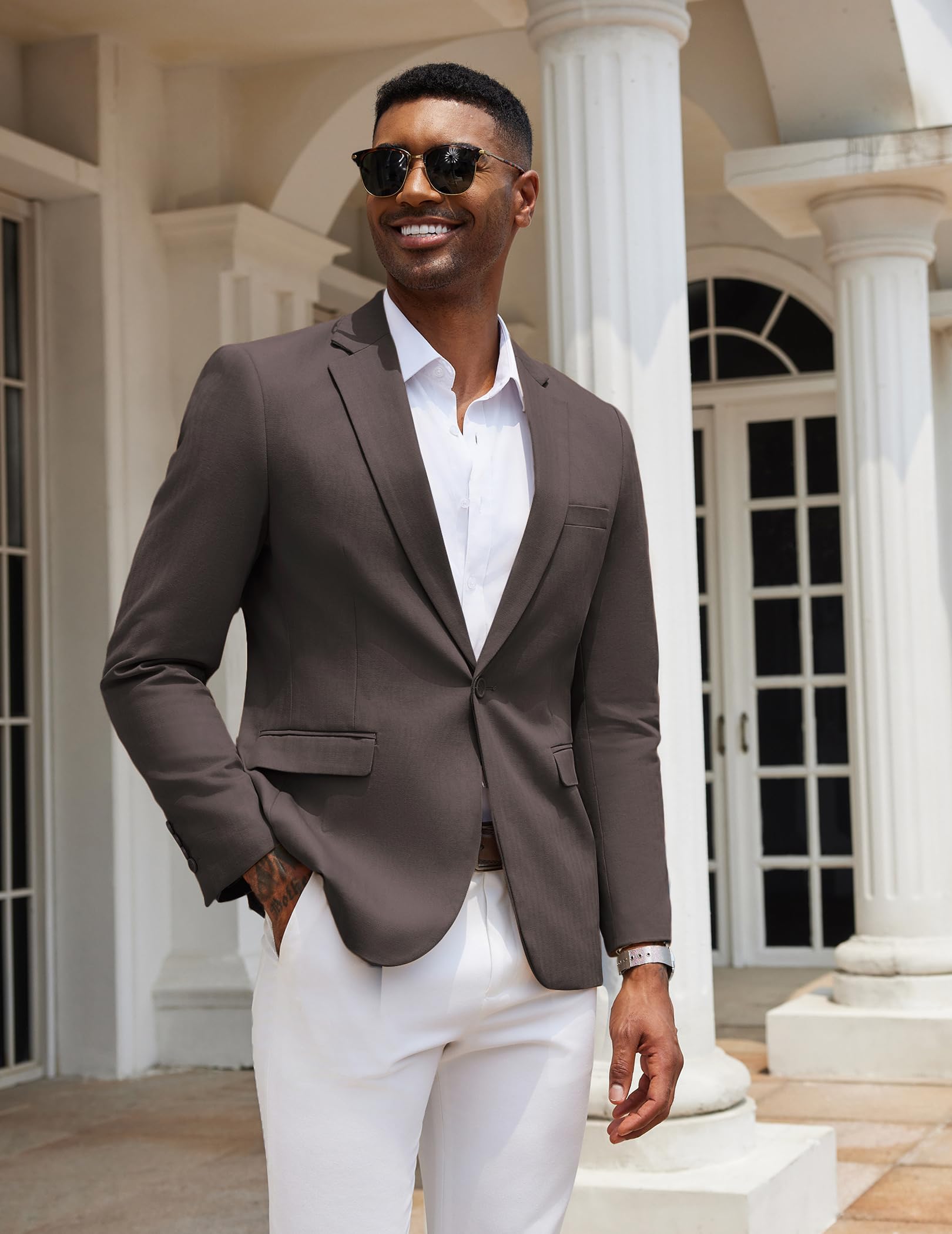 COOFANDY Blazer décontracté pour homme, coupe ajustée, veste de sport à un bouton