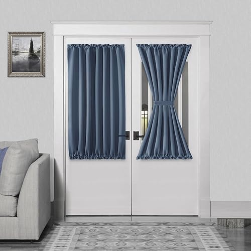 Miniatura 25 de DWCN Cortinas para puerta francesa: cortina térmica con bolsillo para barra para puertas con ventana de cristal, puertas de cocina y patio