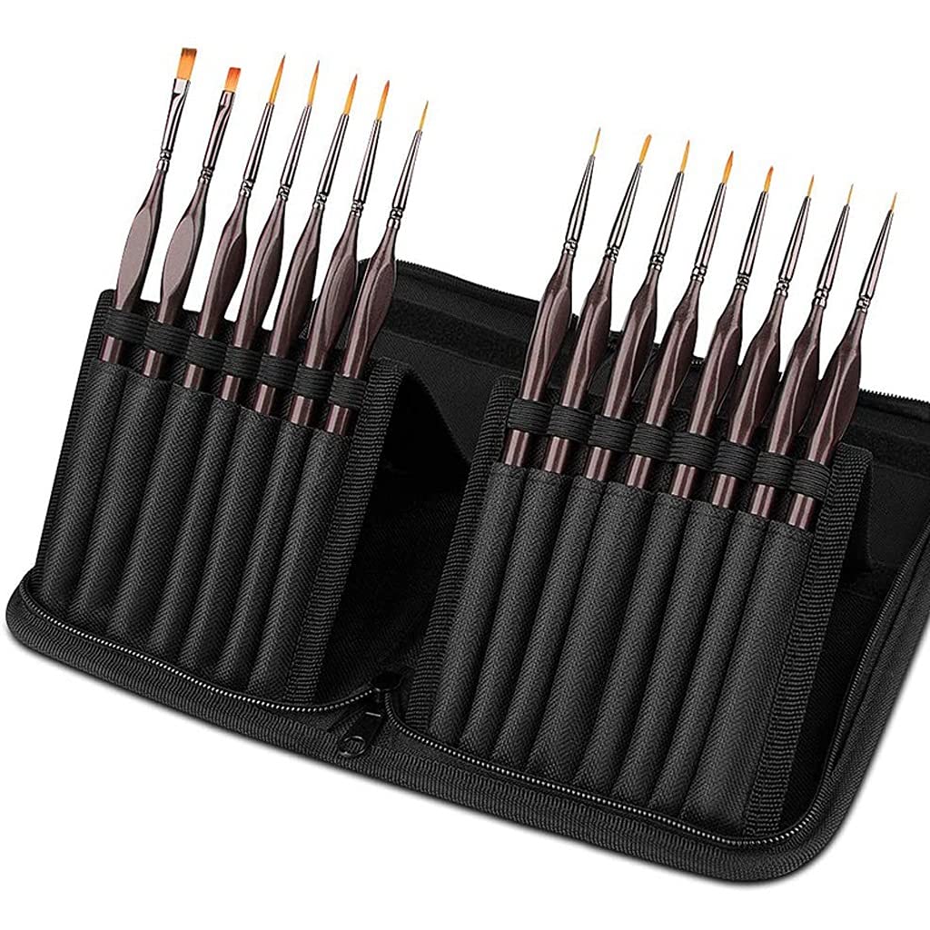 DUYHBAWRS Detail Paint Brush Set,15Pcs Miniature Painting Brushes Kit,Professional Mini Paint Brushes Set