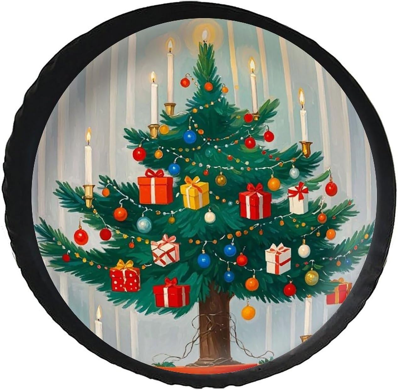 Universal Fits Diameters 28-34inch Spare Wheel Tire Cover Christmas Decorations Waterproof Leather Wheel Cover for Trailer RV SUV