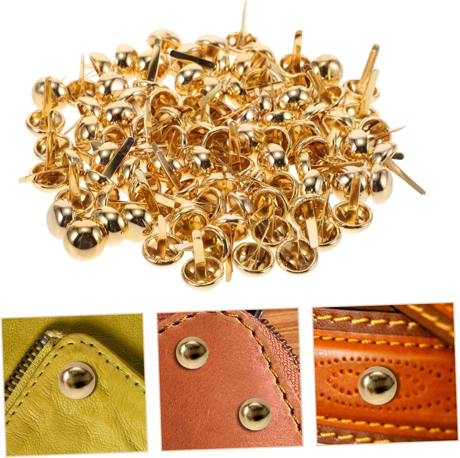 100pcs Golden Iron Mushroom Brads for Crafting and Repair Projects