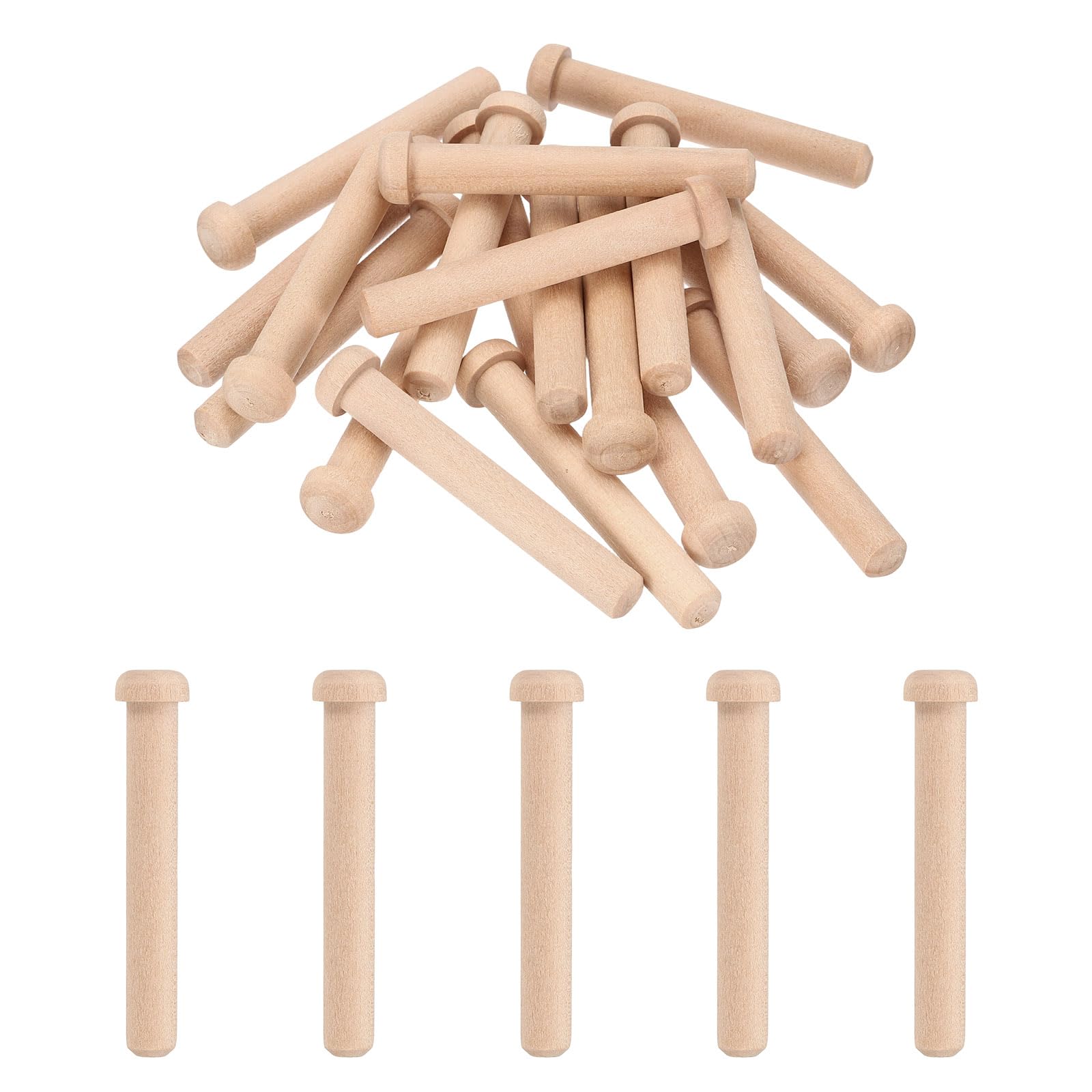 sourcing map 20 Pcs Wooden Axle Pegs, 23/64" Dia. 2.56" Long Unfinished Wood Pegs Wooden Wheels for DIY Model Cars Trucks Wood Train Rustic Wood Dowels Furniture