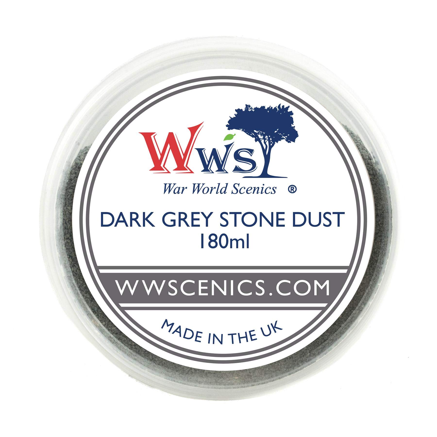 WWScenics Polvere di Rocce Grigio Scuro Extra Fine 0-1mm | 180ml | Modellismo Materiali Paesaggio Scenario Wargame Terrain