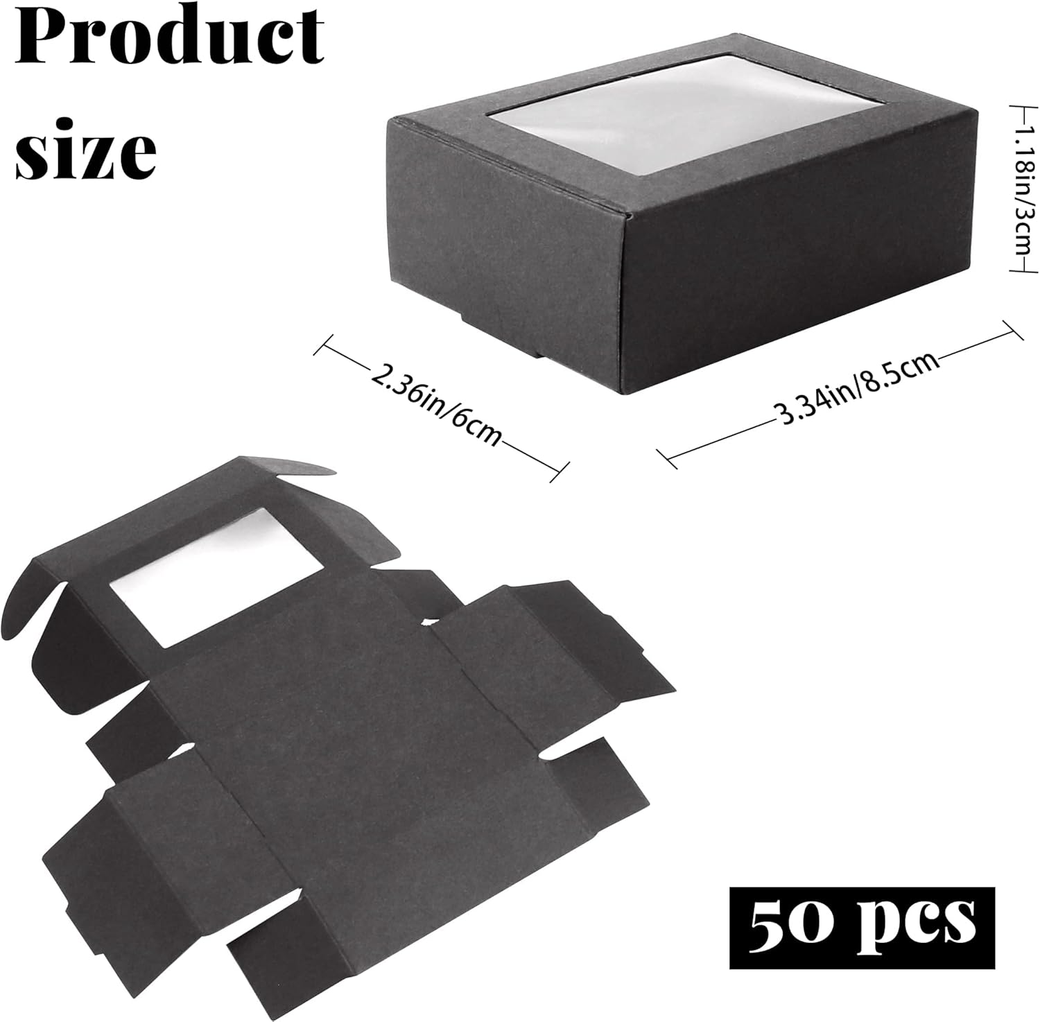 Badech Kraft Paper Soap Boxes, Small Treat Box with Window, Mini