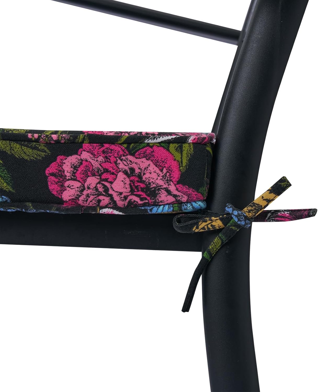 FUNHOME Outdoor Chair Cushions 18"x18"x2.5" Set of 2,Water Reistant Patio Chair Cushion with Zipper&Ties,18x18 Inch Square Seat Cushion for Garden Furniture Chairs(Butterfly Black)