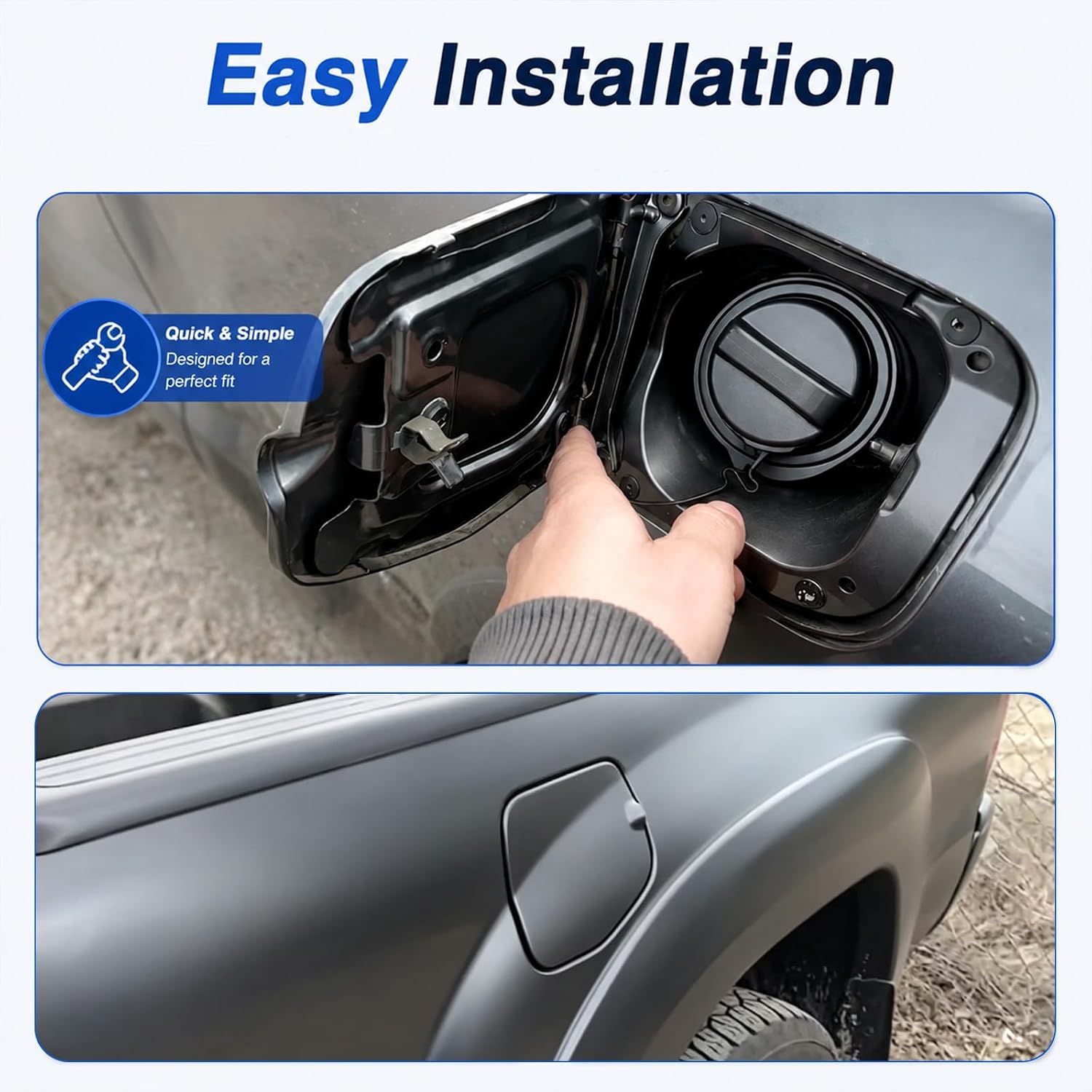 Fuel Filler Door Lid Cover, Fuel Filler Opening Lid Sub Assembly, Fuel Door Cover Compatible with Toyota Tacoma 6 FT Long Bed 2005-2015 Replace#: 77305-04905 77305-04902